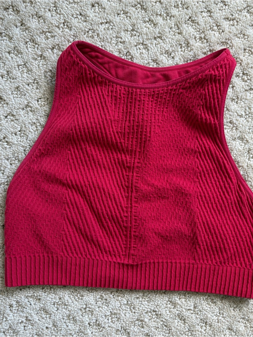 Spiritual Gangster Ribbed High-Neck Crop Sports Bra - Red